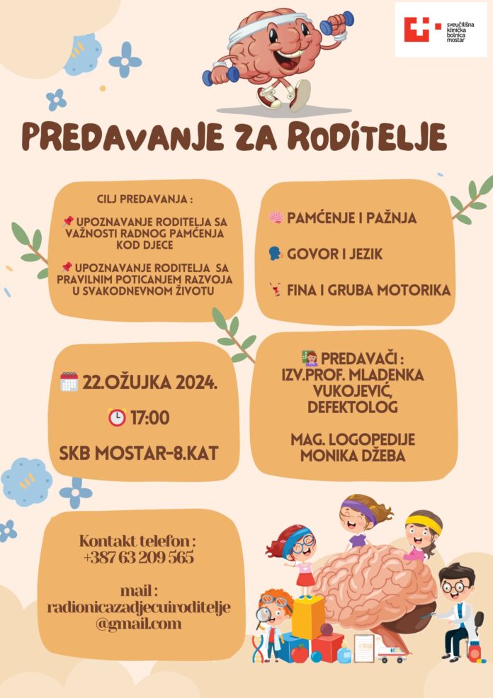 Predavanje na temu upoznavanja roditelja s važnosti radnog pamćenja kod djece